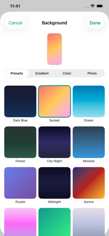 Background Presets